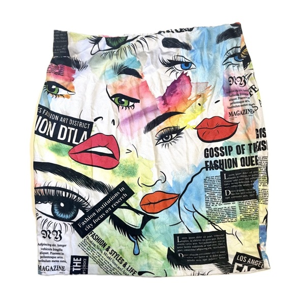 vintage newspaper print Y2K mini skirt - Picture 2 of 15